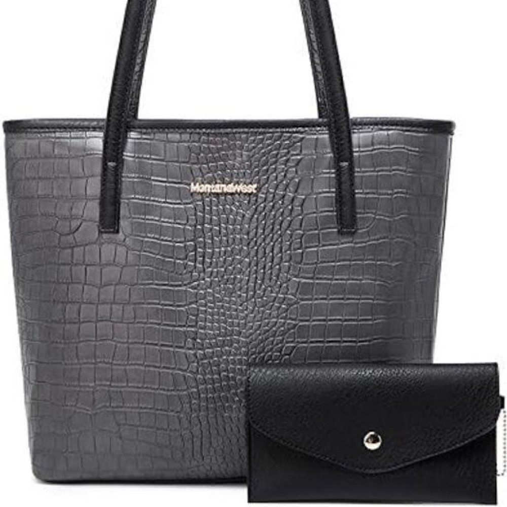 Montana West Gray Croco Women's Shoulder Bag